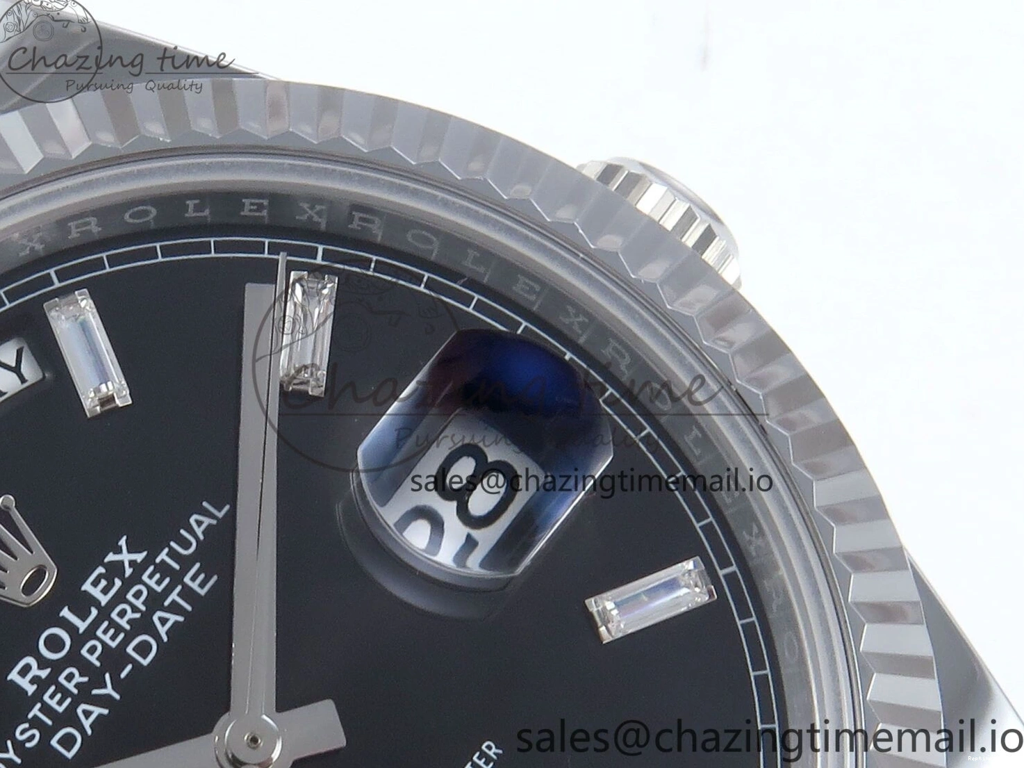 0123 OnTrend Day Date 40 SS 228239 Noob 1:1 Best Edition Black Crystal Dial on President Bracelet A2836 (Gain Weight) 807